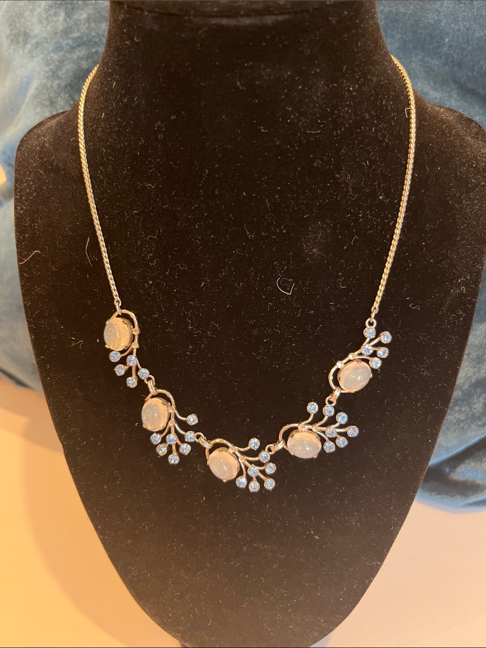 Elegant Sterling - Blue Crystal Floral Opaline stone
